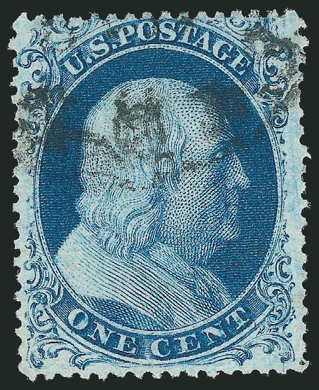 1c Blue, Ty. IIIa (22).> Plate 11, B Relief, rich color, neat strike of circular datestamp, well-balanced margins, Very Fine and choice