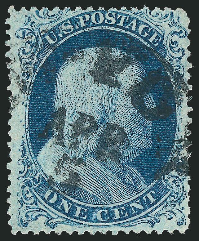 1c Blue, Ty. IIIa (22).> Plate 11, B Relief, rich color, choice centering, bold strike of New York circular datestamp, Very Fine and choice
