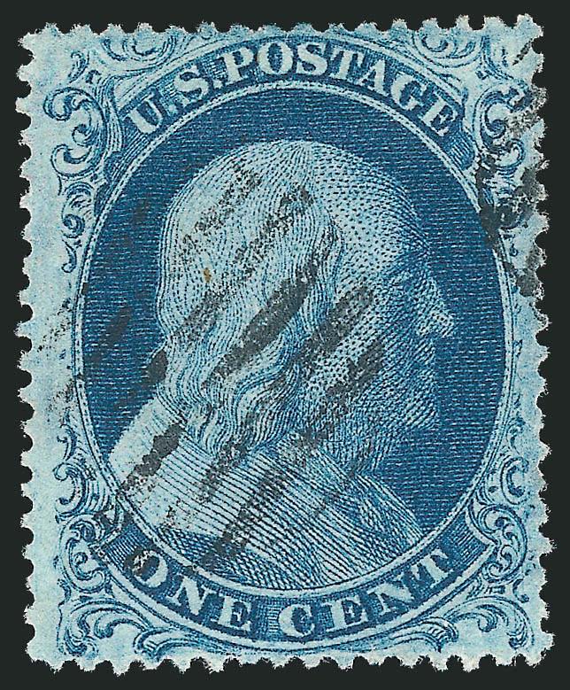 1c Blue, Ty. IIIa (22).> Plate 11, B Relief, bright color, neat grid cancel, Very Fine, ex Neinken