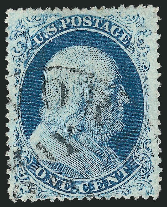 1c Blue, Ty. IIIa (22).> Plate 11, A Relief, radiant color, neat strike of circular datestamp, Very Fine, ex Neinken