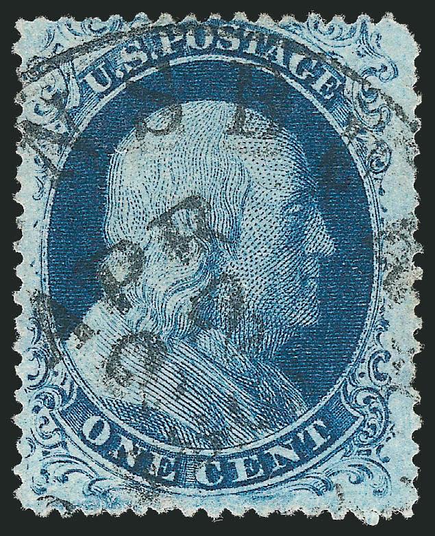 1c Blue, Ty. IIIa (22).> Plate 11, A Relief, rich color, neat strike of circular datestamp, wide margins, Very Fine, ex Neinken