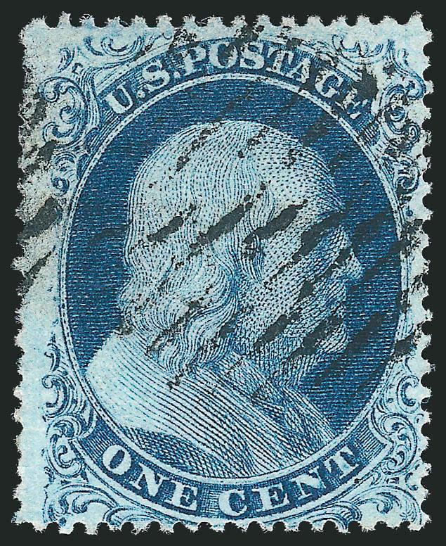 1c Blue, Ty. IIIa (22).> Plate 11, B Relief, bold grid cancel, fresh and Very Fine, ex Neinken