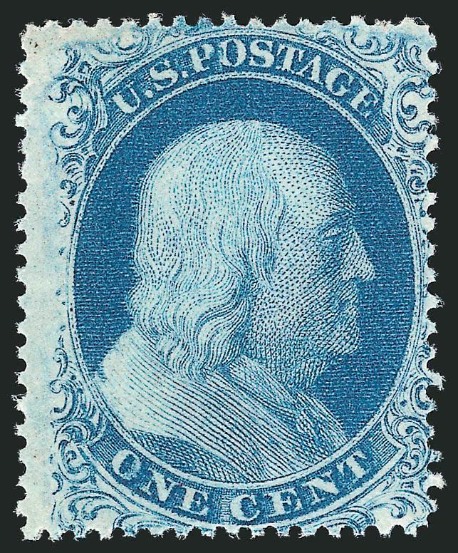 1c Blue, Quasi-Type Ia (18 var).> Position 56L12 which shows <complete design at bottom and erasures of part of the design at top,> also a double transfer, original gum, small h.r., bright shade and
fresh<><>^FINE. A CHOICE AND RARE ORIGINAL-GUM EX