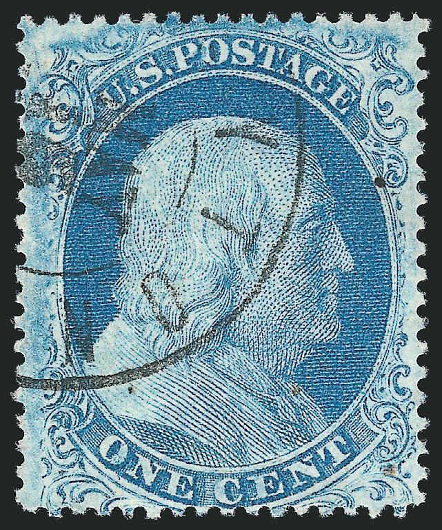 1c Blue, Quasi-Type Ia (18 var).> Position 56L12 which shows <complete design at bottom and erasures of part of the design at top,> also a double transfer, bright shade, cancelled by double-circle datestamp,
Fine, Position 56L12 was discussed in an a