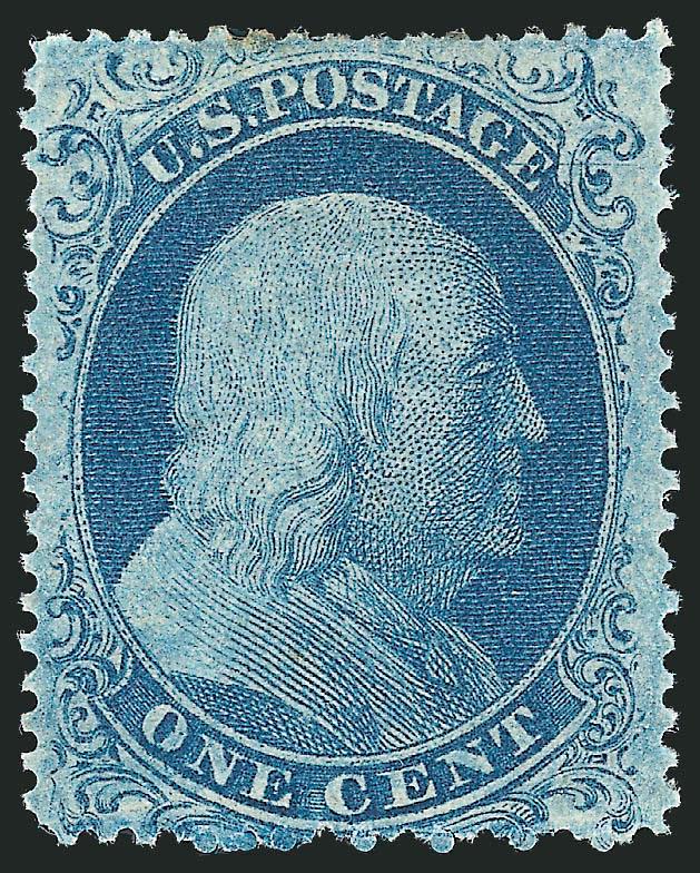 1c Blue, Ty. II (20).> Position 77L12 with <double transfer,> original gum, h.r., intense color, small thin spot at left, Very Fine appearance, ex Neinken