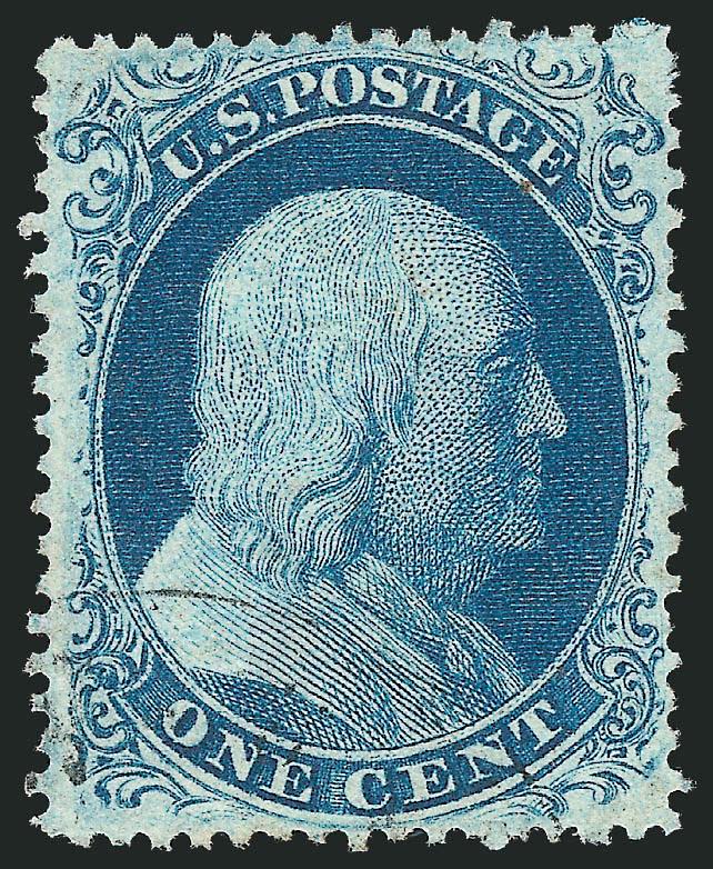 1c Blue, Ty. II (20).> Position 79R12, B Relief, detailed impression, beautiful centering with wide and balanced margins for this difficult issue, light cancel leaves entire design clearly visible, Extremely
Fine Gem, a superb stamp in every respect