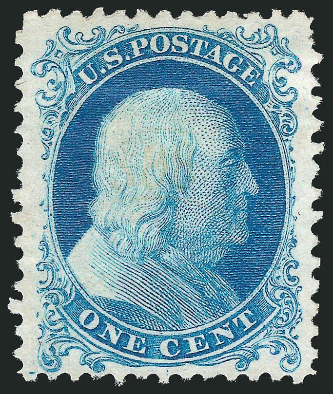 1c Bright Blue, Reprint (40).> Without gum as issued, rich color, wide margins, Very Fine, ex Neinken