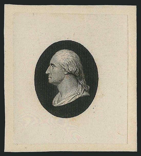 Danforth, Bald & Co., Washington Vignette in Black on India (11-E11a).> 37 x 41mm, mounted on slightly larger card, Very Fine, scarce, we have not offered another since the 1993 Piller sale