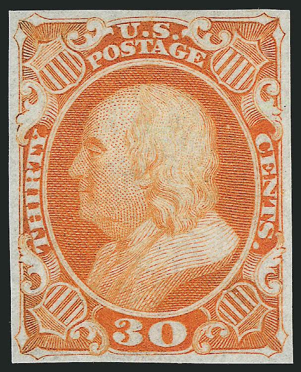30c Orange, Plate Proof on India (38P3).> Large margins all around, brilliant color, Extremely Fine and choice, a rare plate proof, ex Finkelburg