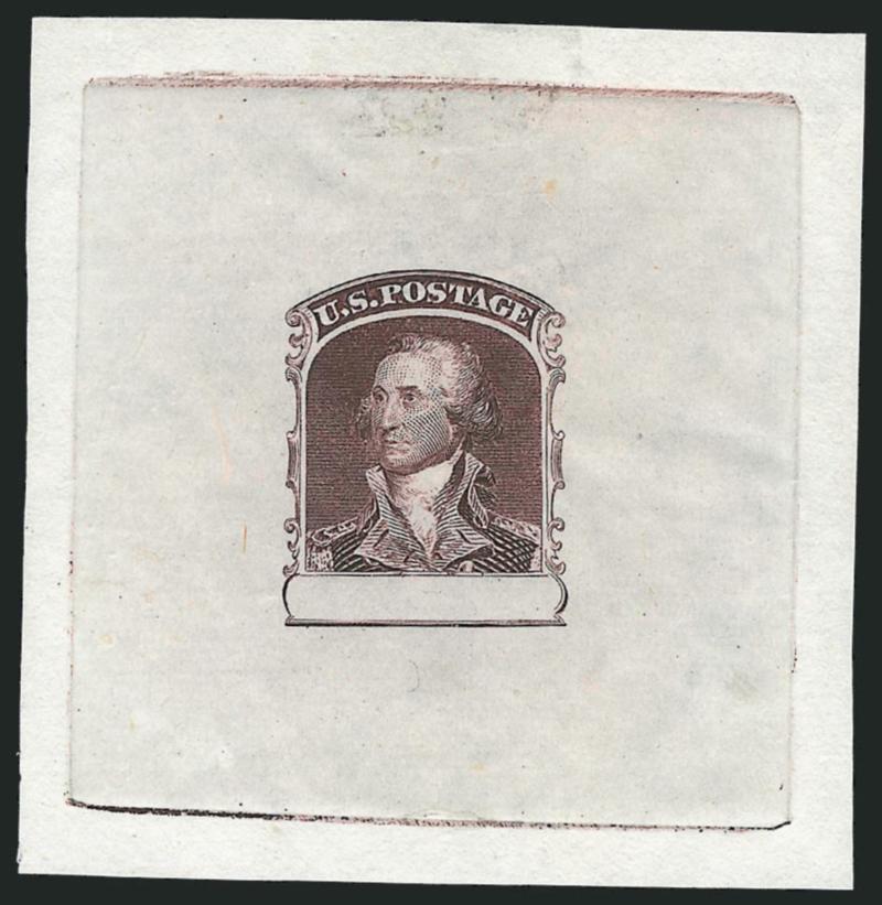 90c Washington, Die essays on Proof Paper (72-E1a, 72-E2a, 72-E3a).> Two each first and last, varying sizes, mostly large, some minor usual paper flaws, also incl. No. 63-E3d, overall Fine-Very Fine