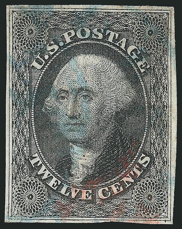 12c Black (17).> Position 68L1, balanced margins, light <red and blue> cancels, Very Fine, with 1985 P.F. certificate