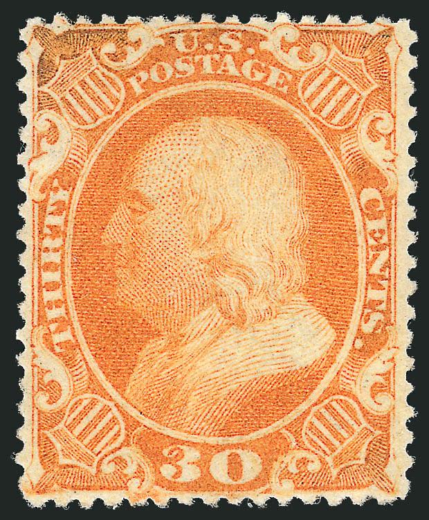 30c Orange (38).> Unused (regummed), choice centering for this tightly-spaced issue with perfs barely touching, Very Fine, with 1985 P.F. certificate as OG, genuine