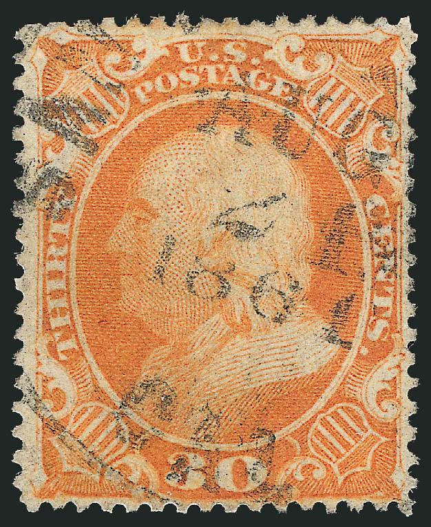 30c Orange (38).> Bright color, neat strike of San Francisco Cal. Aug. 21, 1861 circular datestamp, Very Fine