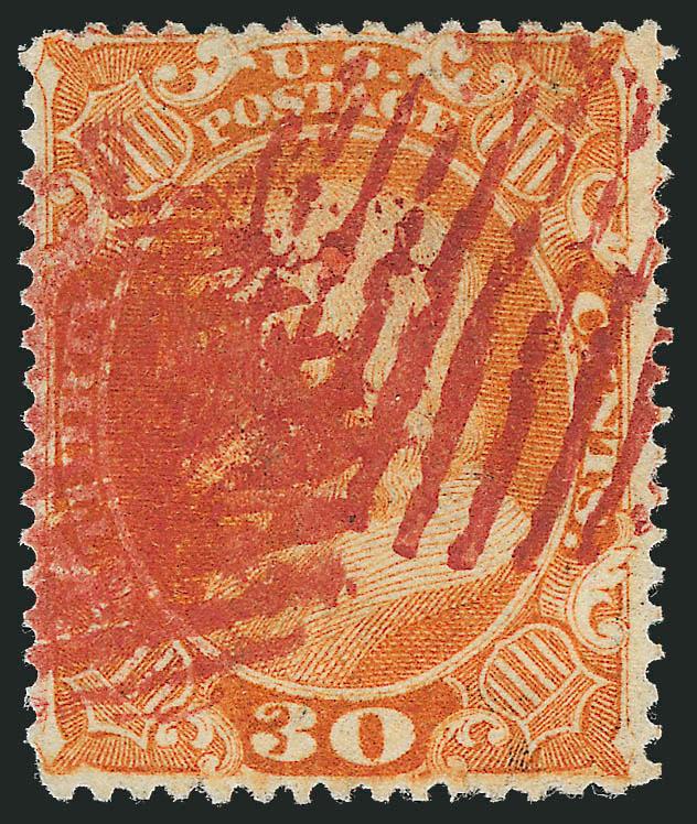 30c Orange (38).> Eight singles and a vertical pair, incl. three with red cancels, one with neat strike of blue Richmond circular datestamp, few flaws incl. one cancel removed and regummed, appear Fine-Very
Fine