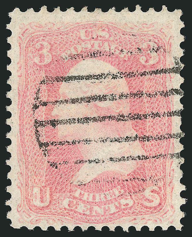 3c Pink (64).> Radiant color, neat strike of large grid cancel, fresh and Very Fine, with 1976 P.F. certificate