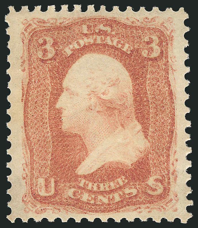 3c Rose (65).> Original gum, small h.r., deep rich color on bright paper, exceptional centering with Jumbo margins, Extremely Fine Gem, a superb stamp, with 2010 P.S.E. certificate (OGph, XF-Superb 95 Jumbo
SMQ $570.00 as 95, $990.00 as 98), only on