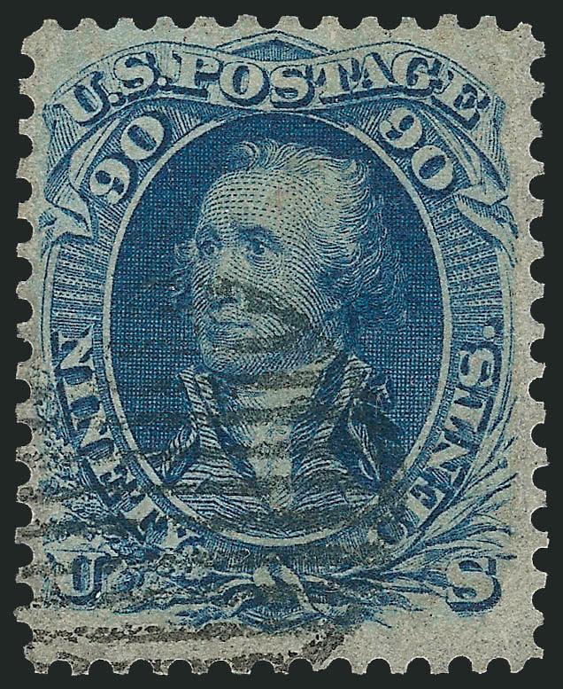 90c Blue (72).> Rich color, cancelled by attractive strike of grid, reperfed at right, Very Fine appearance