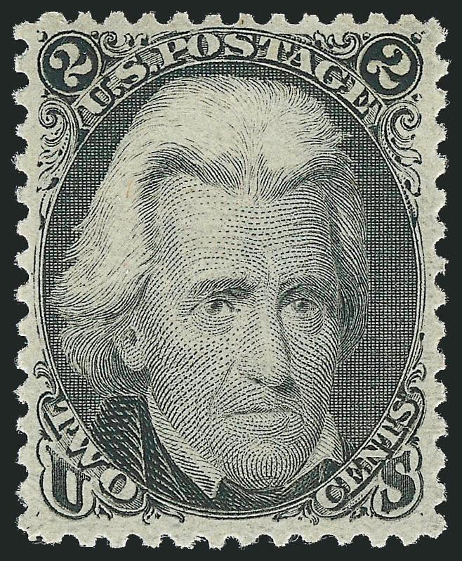 2c Black (73). Mint N.H.,> crisp impression on fresh paper, Very Fine and choice, with 1978 P.F. and 2005 P.S.E. certificates (VF 80 not listed in SMQ as Mint N.H.) inexplicably graded in our opinion, as we
believe it should be at least an 85, Scott