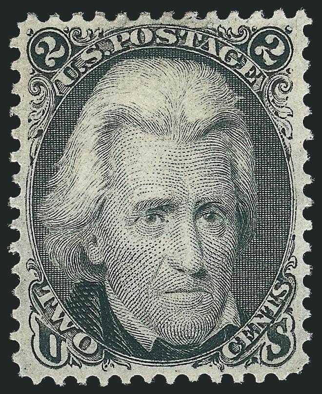 2c Black (73).> Original gum, lightly hinged, essentially perfectly centered, fresh and Extremely Fine, an outstanding stamp, with 2008 P.F. certificate (XF 90)