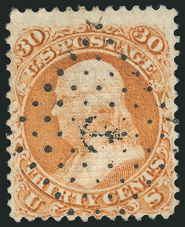 30c Orange, F. Grill (100).> Radiant color, clearly-defined grill, well-struck <Anchor in Diamond of Dots French Maritime> cancel, Fine, scarce, with 1988 P.F. certificate