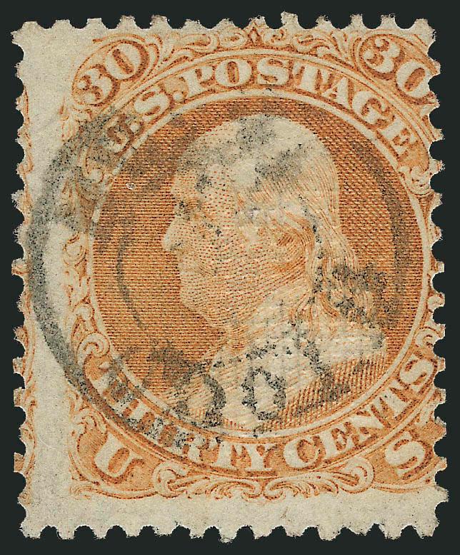 30c Orange, F. Grill (100).> Bright color, neat strike of iogo, Japan> double-circle handstamp, Fine, scarce cancel on this issue, with 1991 P.F. certificate