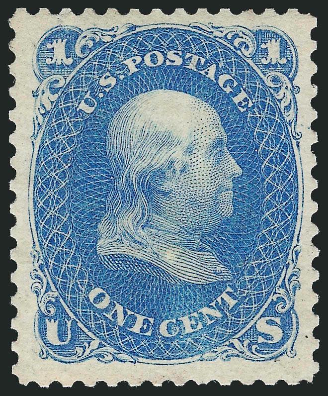 1c Blue, Re-Issue (102).> Original gum, lightly hinged, wide margins, small repaired tear and single added perf tip at top, Very Fine appearance, with 2005 P.F. certificate