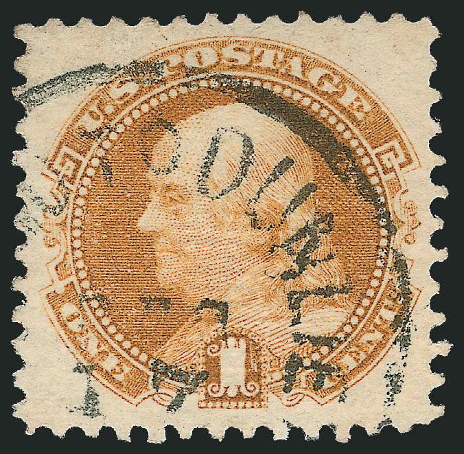 1c Buff (112).> Vibrant color, well-proportioned margins, cancelled by clear strike of <Chicago to Dunleath R.P.O. Dec. 17> circular datestamp, fresh and Extremely Fine, scarce and desirable with the railroad
cancel, with 2008 P.F. certificate (XF
