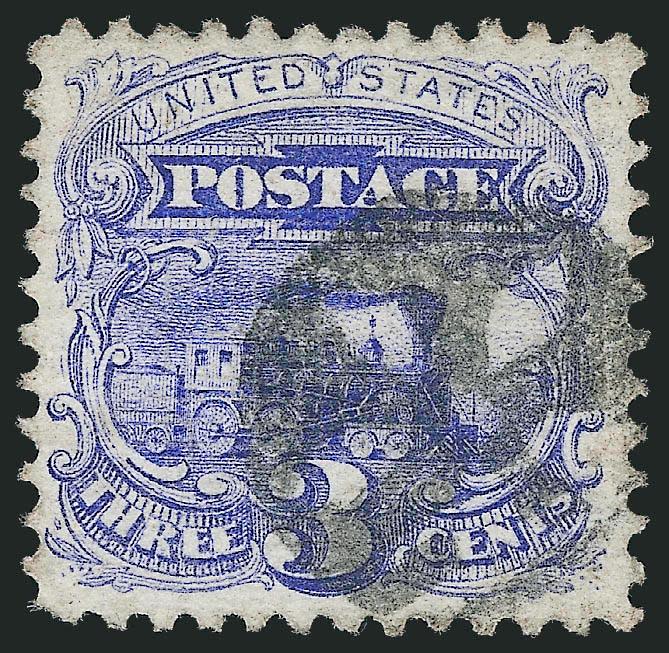 3c Ultramarine (114).> Balanced margins, neat strike of <negative 5-Petal Rosette> fancy cancel, Very Fine, with 2007 P.F. certificate
