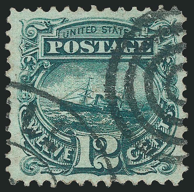 12c Green (117).> Wide nicely balanced margins, bold strike of target cancel and part of double-circle datestamp, Very Fine and choice, with 2003 P.F. certificate