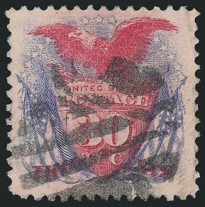 30c Ultramarine & Carmine (121).> Wide margins, bright colors, segmented cork cancel, fresh and Very Fine, with 1999 and 2008 P.S.E. certificates