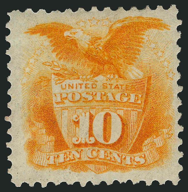 10c Yellow, Re-Issue (127).> Original gum which is slightly disturbed, fiery color, ample to wide margins, Very Fine, with 1967 P.F. certificate