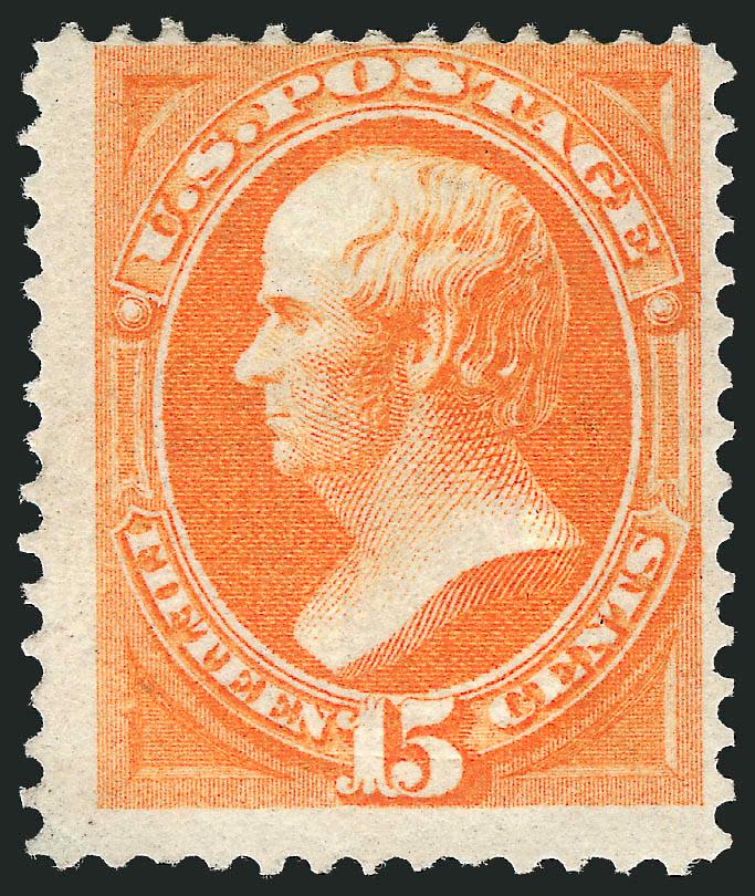 15c Orange, Grill (141).> I. Grill, original gum, vivid color, clear grill, small creases at bottom left and reperfed at right, Fine appearance, an extremely rare example of the 15c I Grill, one of only two
unused examples we record on the 15c value,