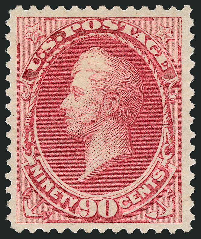 90c Rose Carmine (166).> Original gum, beautifully bright color and choice centering, expertly reperfed at left mentioned on only most recent certificate, Extremely Fine appearance, with 1992 P.S.E. and 2004
P.F. certificates