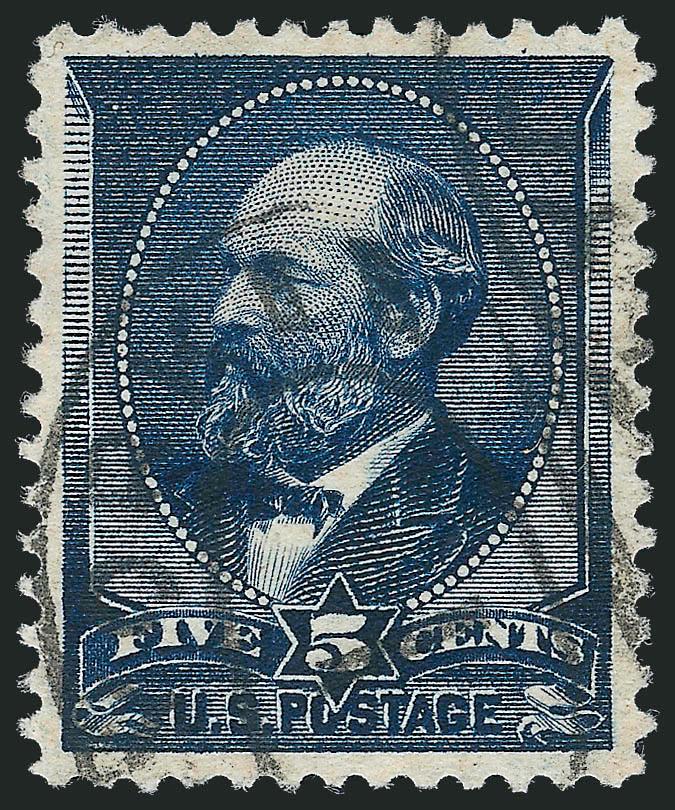 5c Indigo (216).> Perfectly centered and wide margins, strong color on bright paper, neat double oval cancel, Extremely Fine Gem, with 2010 P.S.E. certificate (XF-Superb 95 SMQ $235.00)