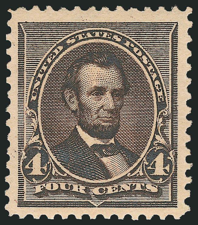 4c Dark Brown (222).> Mint N.H., intense shade and impression, unusually wide margins, most recent certificate notes reperfed at bottom, Extremely Fine appearance, with 1995 and 2009 P.F. certificates