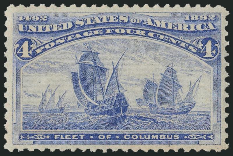 4c Columbian (233).> Mint N.H., rich color and proof-like impression, choice centering, Extremely Fine Gem, P.S.E. encapsulated (XF-Superb 95 SMQ $1,000.00)