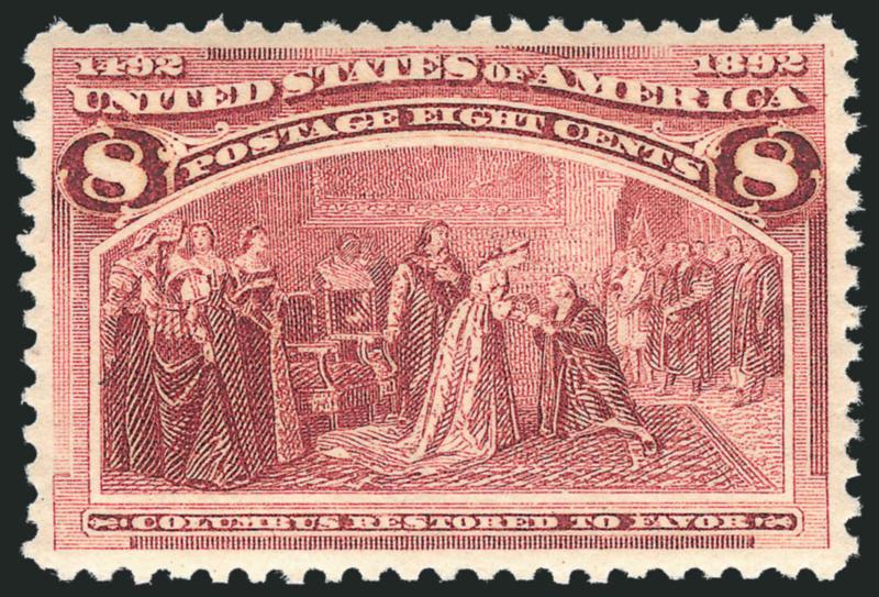 8c Columbian (236).> Mint N.H., rich color on fresh paper, beautifully centered, Extremely Fine, with 1999 P.F. certificate