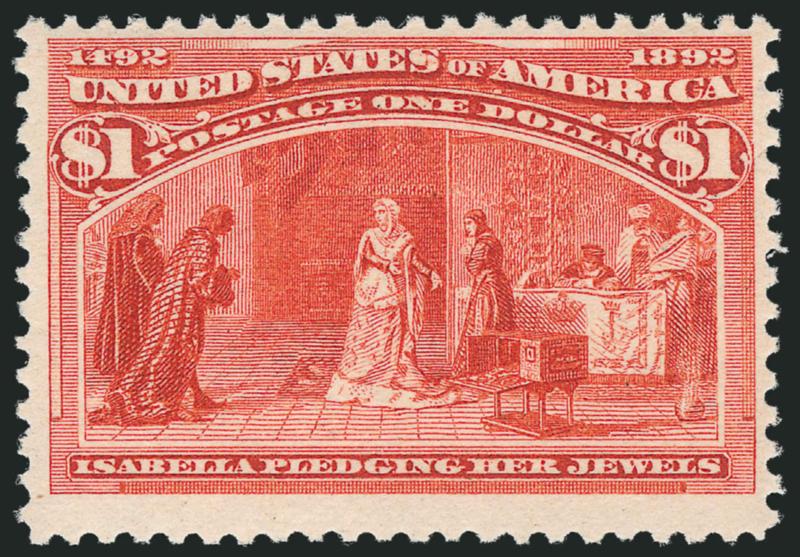 $1.00 Columbian (241).> Original gum, lightly hinged, vibrant color on bright white paper, Fine, with 2010 P.S.E. certificate (OGph, F 70 SMQ $600.00)