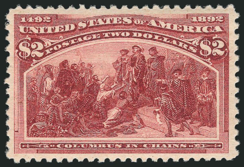 $2.00 Columbian (242).> Original gum, choice centering with wide margins, rich color and detailed impression, Extremely Fine, with 1991 P.F. certificate