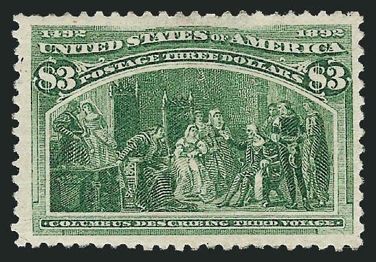 $3.00 Columbian (243).> Original gum, choice margins and well-centered, bright color, slight thin spot, Very Fine appearance