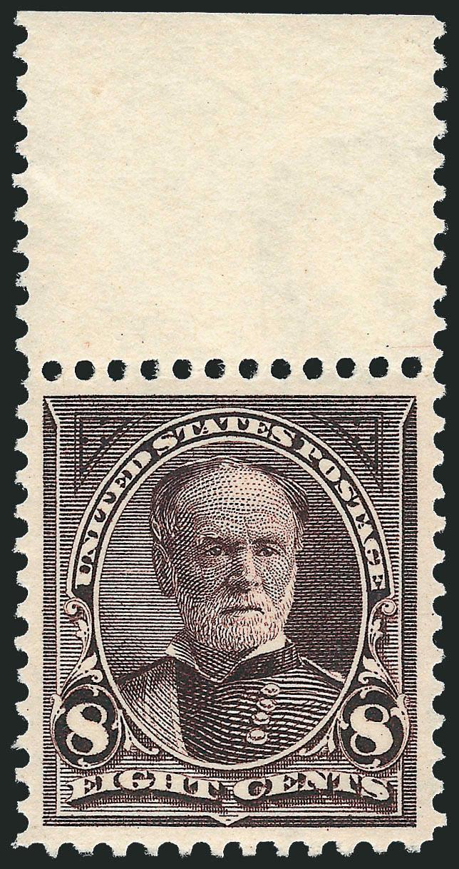 8c Violet Brown (272).> Mint N.H. with selvage at top, deep rich color and sharp proof-like impression on crisp paper, gorgeous centering, Extremely Fine Gem, with 2008 P.S.E. certificate (XF-Superb 95 SMQ
$1,550.00)