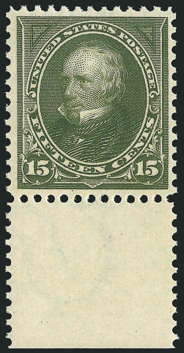 15c Olive Green (284).> Mint N.H. with <bottom sheet selvage,> fresh and crisp, Very Fine, with 2010 P.S.E. certificate