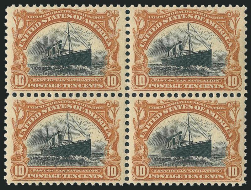 1c-10c Pan-American (294-299).> Blocks of four, 1c, 2c, 5c and bottom pair of 10 Mint N.H., others lightly hinged, fresh colors and attractive margins throughout, Fine-Very Fine complete set