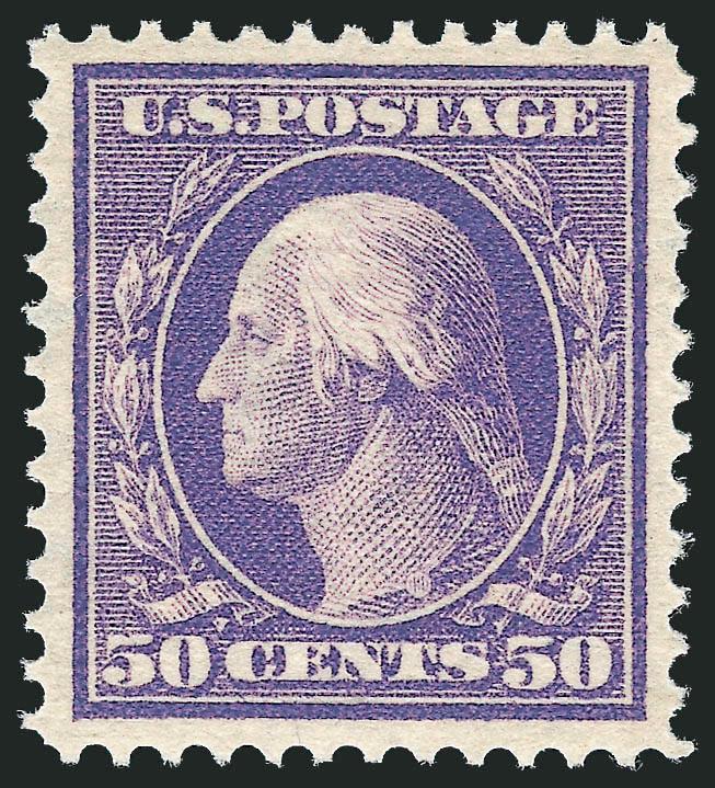 50c Violet (341).> Mint N.H., intense shade and impression on bright paper, beautiful centering with wide and balanced margins,<><>^EXTREMELY FINE GEM. THIS MINT NEVER-HINGED EXAMPLE OF THE 1909 50--CENT PERF
12 ISSUE HAS BEEN GRADED SUPERB 95 BY P