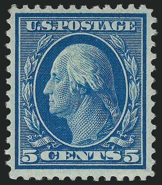5c Blue, Bluish (361).> Lightly hinged, bright color, sharp proof-like impression on crisp paper, well-centered<><>^VERY FINE AND CHOICE. A BEAUTIFUL EXAMPLE OF THE 5-CENT BLUISH PAPER AND PARTICULARLY RARE IN
SOUND, WELL-CENTERED CONDITION.^<><>