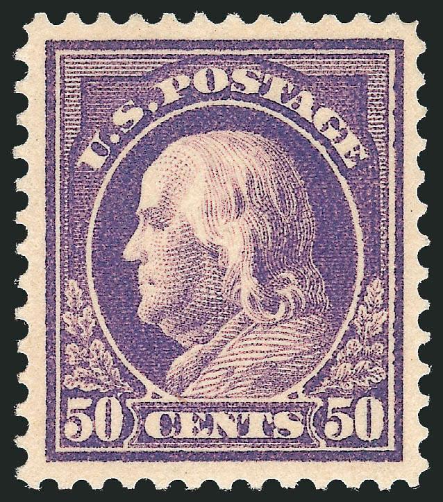 50c Violet (421).> Barely hinged, perfectly centered, strong color on bright paper, Extremely Fine Gem, with 2009 P.S.E. certificate (OGph, XF-Superb 95 SMQ $900.00)