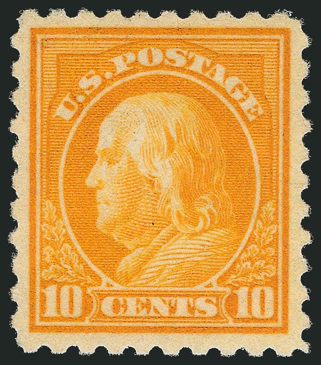 10c Orange Yellow (433).> Mint N.H., fiery color, perfectly balanced margins, Extremely Fine Gem, with 2002 P.S.E. certificate