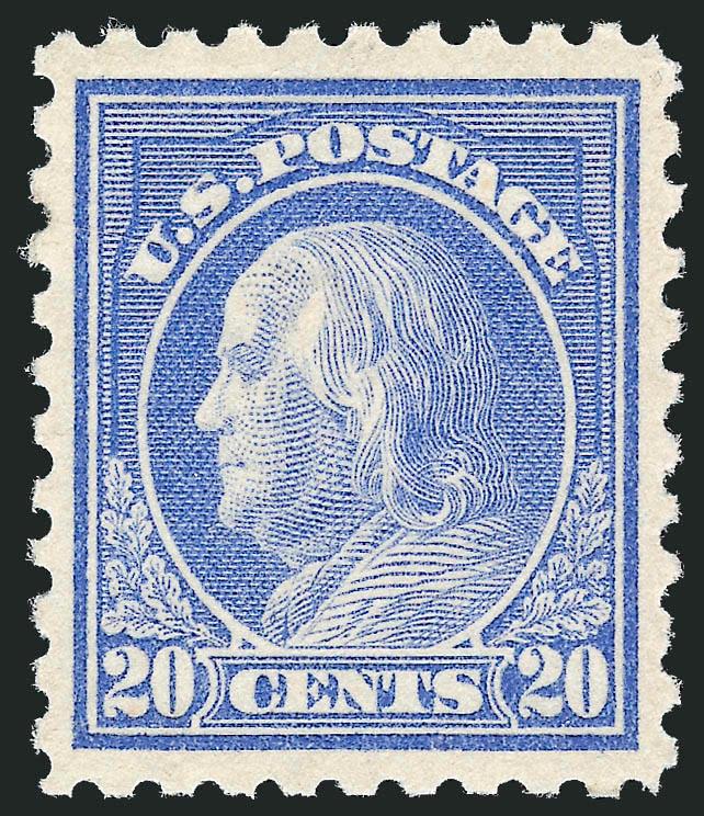 20c Ultramarine (438).> Fabulous margins and centering, lovely pastel color, lightly hinged, Extremely Fine Gem, with 2010 P.S.E. certificate (OGph, XF-Superb 95 SMQ $480.00)