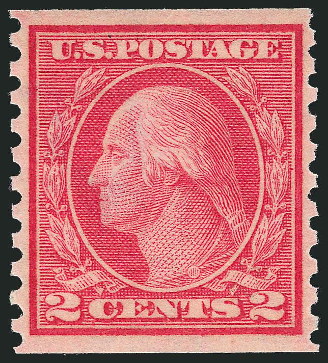 2c Red, Ty. II, Coil (454).> Mint N.H., bright color, balanced margins, Very Fine and choice, with copy of 1991 P.F. certificate for pair