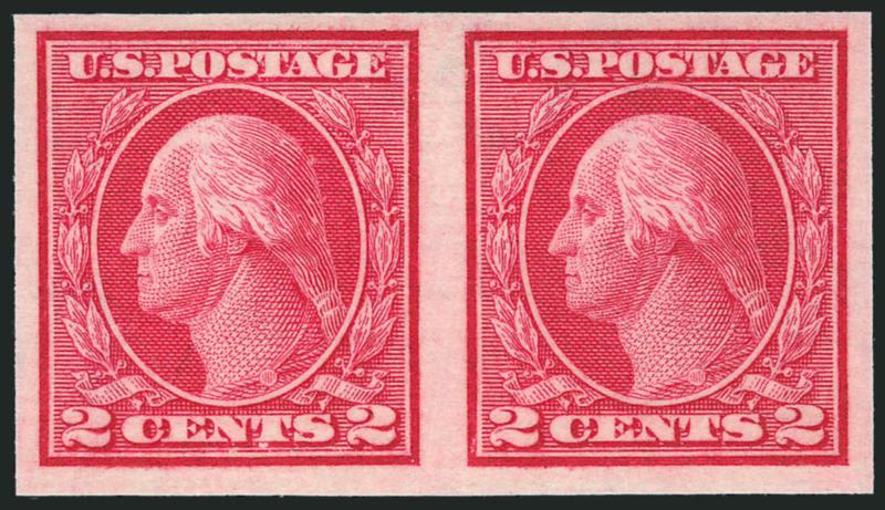 2c Carmine, Ty. I, Imperforate Coil (459).> Mint N.H. pair, rich color, fresh, Very Fine and choice, with 2001 P.S.E. certificate
